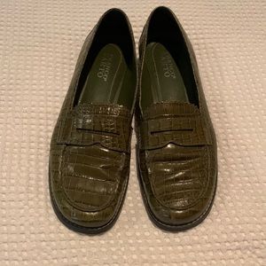 Franco Sarto green leather loafers